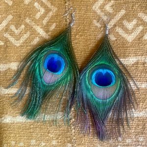 Bohemian Peacock Feather Earrings
